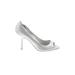 MICHAEL SHANNON Heels: Pumps Stilleto Cocktail Party Silver Shoes - Women's Size 8 1/2 - Peep Toe