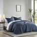 Ebern Designs Carsonhill Chambray Print Lightweight Modern Comforter Set Polyester/Polyfill/Microfiber in Blue/Navy | Wayfair