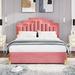 Everly Quinn Ronyn Platform Storage Bed Upholstered/Velvet in Pink | 44.9 H x 61 W x 81.1 D in | Wayfair C8ED0AF1C88E400193BB743BCF559B0D