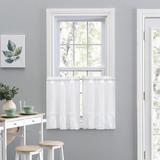 August Grove® Bralynne Solid Cotton Blend Tailored Cafe Curtain Cotton Blend in Gray/Green/White | 30 H x 82 W in | Wayfair
