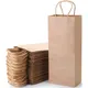 20PCS Kraft Paper Wine Bags With Handles Recyclable Wine Bottle Gift Bags Retail Bags Brown Paper