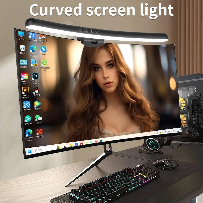 Gebogene LED-Monitor Licht leiste USB RGB PC-Bildschirm Lampe stufenlos Dimmen Hintergrund beleuchtung hängende Laptops Gaming Gamer Büro Beleuchtung