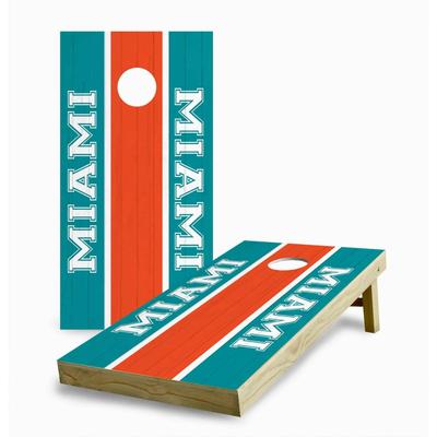 Miami Dolphins Striped Cornhole Game (Choose Wraps or Boards)