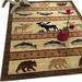 Rustic Lodge Area Rug with Geometric Designs – Nature-Inspired Cabin Decor Featuring Abstract Fish, Bear, Moose