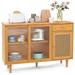 Costway Buffet Sideboard Cabinet Rattan Console Table with Sliding - See Details