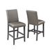 PU Fabric Upholstered Counter Height Dining Chairs, Farmhouse Side Chairs with Footrest and Nailhead Trim & Wood Legs, Set of 2
