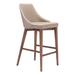 HomeRoots 37" Beige And Brown Solid Wood Low Back Counter Height Bar Chair With Footrest - 18