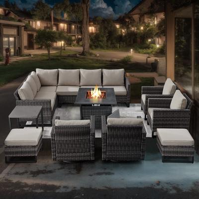 Pocassy Outdoor PE Wicker Sofa Conversation Set