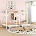 Full Over Twin Over Twin Triple Bunk Bed with Desks and Shelves, Multi-functional Metal Frame Bed with Drawers for Girls, Boys