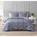 Marguerite Floral Navy Soft Matelasse Jacquard Quilt Set