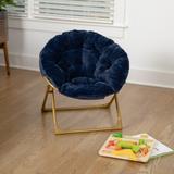 Kids Folding Faux Fur Saucer Chair for Playroom or Bedroom