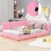 Full Size Upholstered Platform Bed with USB Ports and LED Belt, Pink