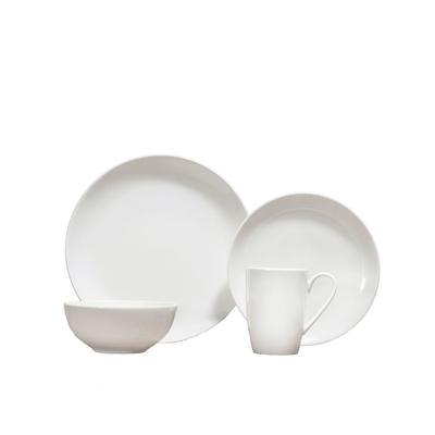 Fortessa Caldera Porcelain 16 Piece Dinnerware Set, Service for 4, White - 16 Piece Dinnerware Set