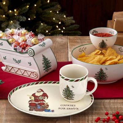 Spode Christmas Tree Candy Cane Mug & Tray Set