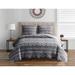 Desert Stripe Dark Grey Soft Matelasse Jacquard Quilt Set