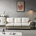 Faux Leather & Linen Sectional Sofa Set, Flared Arms Loveseat Sofa with Storage Boxes, 3 Seat Couch with Side Pocket