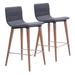 HomeRoots Set Of Two 34" Gray And Brown Solid Wood Low Back Counter Height Bar Chairs With Footrest - 16