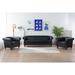 3 Piece Set Rolled Arm Chesterfield PU Leather Modern Single Sofa and 3 Seater Sofa Set with Silver Studs Trim and Wood Legs