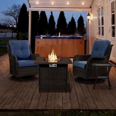 30 inch Fire Pit Table with PE Swivel Chairs