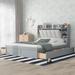 Nordic Creative Queen Size Wood Storage Platform Bed w/ Storage Headboard, Shelves & Drawers Upholstered Bed Frame for Bed Room