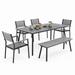 Outdoor 5/6-Piece Patio Dining Set with Stacking Chairs and Bench