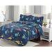 Marina Decoration Rich Printed Stitching Coverlet Bedspread Ultra Soft Summer Bedding Quilt Set, Dinosaur Zoo with Navy Blue