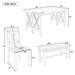 6-Piece Family Dining Room Set Solid Wood Foldable Table and 4 Chairs with Bench