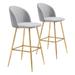 HomeRoots 41" Gray And Gold Steel Low Back Bar Height Chair With Footrest - 18.5