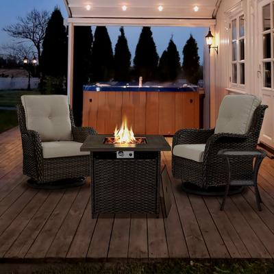 30 inch Fire Pit Table with PE Swivel Chairs