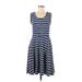 Lularoe Casual Dress - A-Line Scoop Neck Sleeveless: Blue Print Dresses - Women's Size Medium