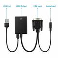 VGA To HDMI Cable Converter 1080P HD USB to Micro Power Cable for Laptop TV HDTV PC Computer Black