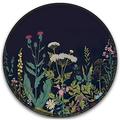 BOSOBO Mouse Pad Round Floral Mouse Mat Cute Mouse Pad with Design Non-Slip Rubber Base Mousepad with Stitched Edge Waterproof Women Office Mouse Pads Small Size 7.9 x 7.9 Black Flowers