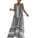 Xiaoluokaixin Bohemian Spaghetti Strap Graphic Loose Dress for Women s Summer