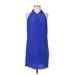 Alice & Trixie Casual Dress - Shift High Neck Sleeveless: Blue Solid Dresses - Women's Size X-Small