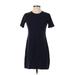 Theory Casual Dress - Shift Crew Neck Short sleeves: Blue Print Dresses - Women's Size Small