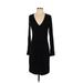 Karen Kane Casual Dress - Sheath Plunge Long sleeves: Black Print Dresses - Women's Size Medium