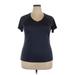 Danskin Now Active T-Shirt: Blue Color Block Activewear - Women's Size 2X-Large