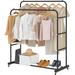 Rebrilliant Mettille 44.09" Metal Rolling Clothes Rack Metal in Black | 59.05 H x 44.09 W x 17.32 D in | Wayfair 6D55DCC1976E44C2A12CEB61174A6567