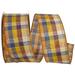 The Holiday Aisle® Sienna Tonal Stitched Country Plaid Wired Edge Ribbon, Polyester in Brown | 1.5 H x 5 W x 5 D in | Wayfair