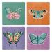 East Urban Home Butterfly Beauties 4 Pack Assorted Tumbled Tile Coasters Stoneware in Black/Blue/Brown | 1 H x 4 W x 4 D in | Wayfair