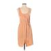 Derek Lam Casual Dress - Mini Scoop Neck Sleeveless: Tan Solid Dresses - Women's Size 0