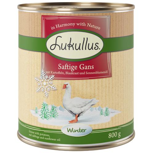 10 € Rabatt sichern! Sparpaket Lukullus Naturkost 24 x 800g Adult Winter-Menü: Saftige Gans