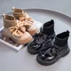 Girls Black Non-slip Kids Fashion Bow Elegant 2022 Glossy UK Uniform Child School Shoes Simple