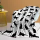 Cute Cat Fleece Throw Blanket Black Cat in Different Forms Blanket Cozy Blanket for Couch Sofa Bed