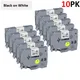 10pcs 12mm TZ231 Label Tape TZ 231 TZ-231 Black ON White Tape Compatible for Brother Ptouch Label