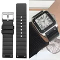 For Cartier Santos 100 rubber watch band black Rivet silicone strap 20mm 23mm watch band men women