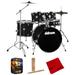 DDRUM D2 522 MB D2 5-piece Complete Drum Kit with Throne Midnight Black Bundle with Nylon Drumsticks (6-Pack) Microfiber Cleaning Cloth and 2 YR CPS Enhanced Protection Pack