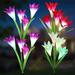 4 Pcs Outdoor Solar Garden Stake Lights - Wattne Solar Powered Lights with 8 Lily Flower Multi-color Changing LED Solar Stake Lights for Garden Patio Backyard (2Purple 1White and 1Pink)