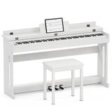 88 Key Weighted Keyboard Piano with Piano Bench UMOMO Beginner Digital Piano Full Size Heavy Hammer Weighted Action Electric Piano Keyboard with USB & MIDI White