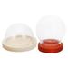 NUOLUX 2pcs Glass Dome Small Display Case Wood Base Transparent Glass Display Domes